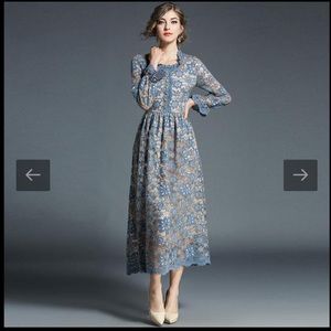 Classy, Vibrant Baby Blue Lace Dress 👗